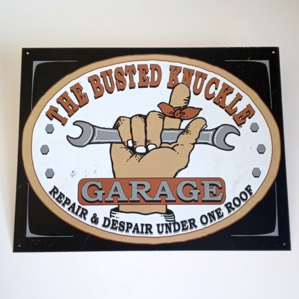 "The Busted Knuckle Garage" Metal Sign Wall Art Man Cave Wall Decor Home Decor